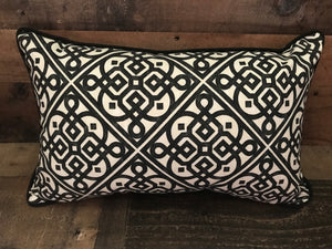 EXTRA-BEAUTIFUL BLACK/WHITE LUMBAR-STYLE PILLOW (MADE IN THE USA)