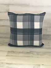 HUGE, LODGE-STYLE GRAY/BLACK/WHITE PLAID WITH FLEECE BACK THROW PILLOW (EDDIE BAUER)