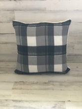 HUGE, LODGE-STYLE GRAY/BLACK/WHITE PLAID WITH FLEECE BACK THROW PILLOW (EDDIE BAUER)