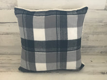 HUGE, LODGE-STYLE GRAY/BLACK/WHITE PLAID WITH FLEECE BACK THROW PILLOW (EDDIE BAUER)