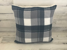 HUGE, LODGE-STYLE GRAY/BLACK/WHITE PLAID WITH FLEECE BACK THROW PILLOW (EDDIE BAUER)