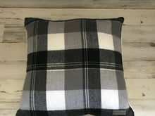 HUGE, LODGE-STYLE GRAY/BLACK/WHITE PLAID WITH FLEECE BACK THROW PILLOW (EDDIE BAUER)