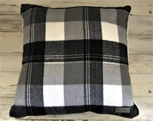 HUGE, LODGE-STYLE GRAY/BLACK/WHITE PLAID WITH FLEECE BACK THROW PILLOW (EDDIE BAUER)