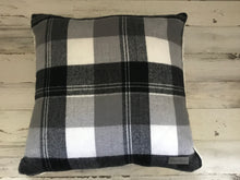 HUGE, LODGE-STYLE GRAY/BLACK/WHITE PLAID WITH FLEECE BACK THROW PILLOW (EDDIE BAUER)