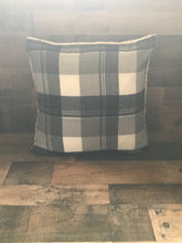 HUGE, LODGE-STYLE GRAY/BLACK/WHITE PLAID WITH FLEECE BACK THROW PILLOW (EDDIE BAUER)