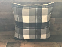 HUGE, LODGE-STYLE GRAY/BLACK/WHITE PLAID WITH FLEECE BACK THROW PILLOW (EDDIE BAUER)