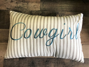 FOR YOUR FAVORITE COWGIRL! A-DOR-A-BLE "COWGIRL" LUMBAR-STYLE THROW PILLOW