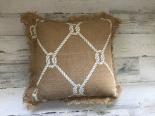 NAUTICAL-LOOK, SMALL, SQUARE THROW PILLOW WITH ROPE/KNOTS PATTERN (BIG BARGAIN!)