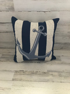 DELUXE-QUALITY, NAUTICAL-THEMED ANCHOR THROW PILLOW (NAVY, CHAMBRAY-BLUE, AND IVORY)