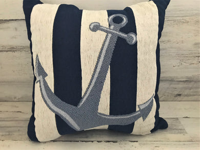 DELUXE-QUALITY, NAUTICAL-THEMED ANCHOR THROW PILLOW (NAVY, CHAMBRAY-BLUE, AND IVORY)