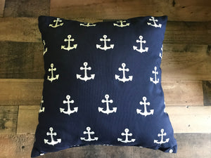 ANCHORS AWAY! NAVY-BLUE AND WHITE ANCHOR THROW PILLOWS (INDOOR/OUTDOOR)