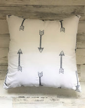 ARROWS, ARROWS, ARROWS! SMALL DESIGNER THROW PILLOW (IVORY WITH DARK BLUE EMBROIDERY)