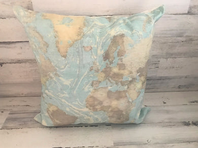VERY SPECIAL GLOBAL DECOR:  BEAUTIFUL WORLD MAP DESIGNER THROW PILLOW (SUPER-SIZED 22