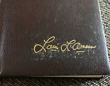 "FLINT" BY LOUIS L'AMOUR (1981 LEATHERETTE HARDCOVER VINTAGE BOOK/EMBOSSED-GOLD AUTOGRAPH EDITION)