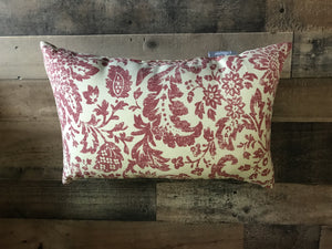 THE PRETTIEST! AND MADE IN THE USA! LIGHT RED-AND-KHAKI, DAMASK-PATTERN THROW PILLOWS (THREE SIZES TO CHOOSE FROM)