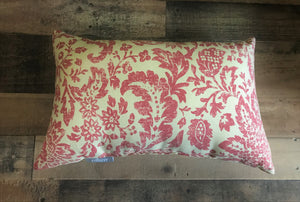 THE PRETTIEST! AND MADE IN THE USA! LIGHT RED-AND-KHAKI, DAMASK-PATTERN THROW PILLOWS (THREE SIZES TO CHOOSE FROM)