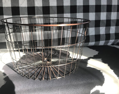 ROUND, WIRE BASKETS WITH COPPER TRIM:  PRETTY AND PRACTICAL