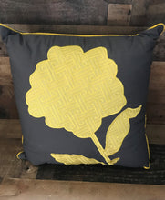 BOLD, LIME-GREEN FLORAL SILHOUETTE ON GRAY THROW PILLOW
