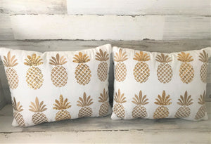 BLING-Y AND EMBROIDERED GOLD-PINEAPPLE LUMBAR THROW PILLOW