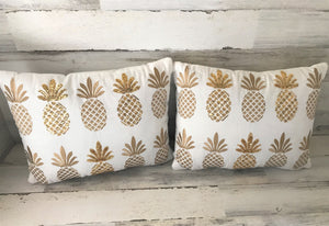 BLING-Y AND EMBROIDERED GOLD-PINEAPPLE LUMBAR THROW PILLOW