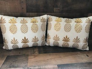 BLING-Y AND EMBROIDERED GOLD-PINEAPPLE LUMBAR THROW PILLOW