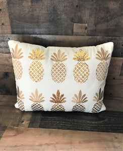 BLING-Y AND EMBROIDERED GOLD-PINEAPPLE LUMBAR THROW PILLOW