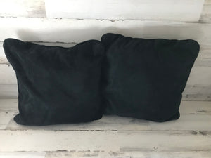 BLACK, SMALLER, SUEDE LEATHER EXTRA-SOFT VINTAGE THROW PILLOWS