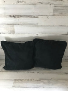 BLACK, SMALLER, SUEDE LEATHER EXTRA-SOFT VINTAGE THROW PILLOWS