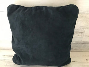 BLACK, SMALLER, SUEDE LEATHER EXTRA-SOFT VINTAGE THROW PILLOWS