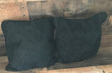 BLACK, SMALLER, SUEDE LEATHER EXTRA-SOFT VINTAGE THROW PILLOWS