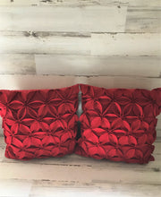 BEYOND-BEAUTIFUL! RED POINSETTIA-PETAL THROW PILLOW (DESIGNER ITEM)