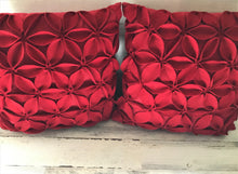 BEYOND-BEAUTIFUL! RED POINSETTIA-PETAL THROW PILLOW (DESIGNER ITEM)