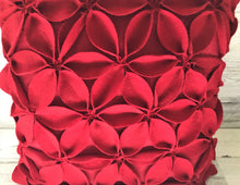 BEYOND-BEAUTIFUL! RED POINSETTIA-PETAL THROW PILLOW (DESIGNER ITEM)