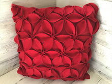 BEYOND-BEAUTIFUL! RED POINSETTIA-PETAL THROW PILLOW (DESIGNER ITEM)