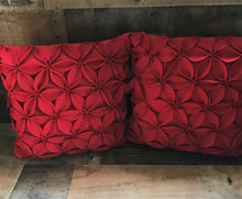 BEYOND-BEAUTIFUL! RED POINSETTIA-PETAL THROW PILLOW (DESIGNER ITEM)