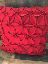 BEYOND-BEAUTIFUL! RED POINSETTIA-PETAL THROW PILLOW (DESIGNER ITEM)