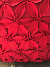 BEYOND-BEAUTIFUL! RED POINSETTIA-PETAL THROW PILLOW (DESIGNER ITEM)