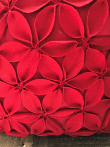 BEYOND-BEAUTIFUL! RED POINSETTIA-PETAL THROW PILLOW (DESIGNER ITEM)