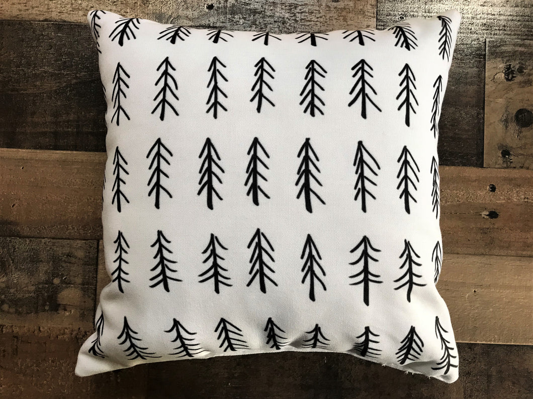 DESIGNER BLACK/WHITE, SIMPLE, BEAUTIFUL PINE TREE THROW PILLOW