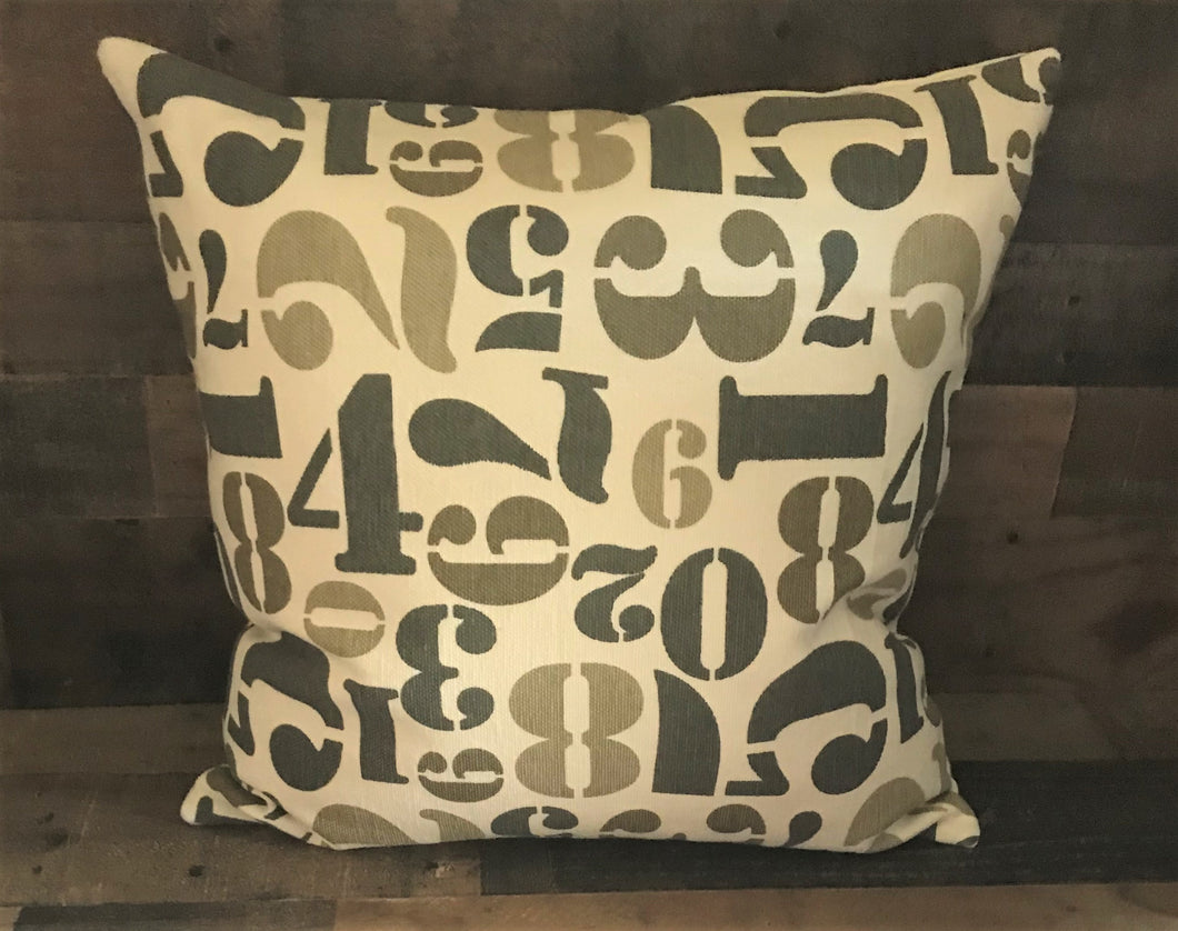 NUMBERS AND MORE NUMBERS! CAMO-TONED, FUN, OVER-SIZED THROW PILLOW