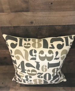 NUMBERS AND MORE NUMBERS! CAMO-TONED, FUN, OVER-SIZED THROW PILLOW