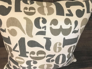 NUMBERS AND MORE NUMBERS! CAMO-TONED, FUN, OVER-SIZED THROW PILLOW