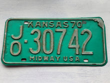 VINTAGE LICENSE PLATE:  1970 KANSAS--GREEN AND CREAM PLATE WITH RETRO CHARM