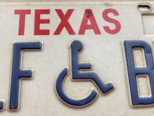 VINTAGE LICENSE PLATE:  TEXAS DISABLED-DRIVER PLATE (RED, CREAM, AND BLUE/HEAVYWEIGHT)