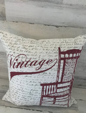 BEAUTIFUL, UNIQUE, IVORY/DEEP-RED "VINTAGE" THROW PILLOW WITH RED CHAIR (DESIGNER)