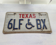 VINTAGE LICENSE PLATE:  TEXAS DISABLED-DRIVER PLATE (RED, CREAM, AND BLUE/HEAVYWEIGHT)