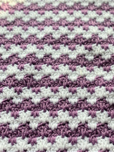 HAND-CRAFTED, LUXURIOUS, LILAC-AND-WHITE CROCHETED BABY BLANKET (STRIPE-Y AND SUPER-SWEET)