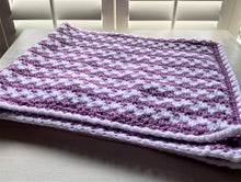 HAND-CRAFTED, LUXURIOUS, LILAC-AND-WHITE CROCHETED BABY BLANKET (STRIPE-Y AND SUPER-SWEET)