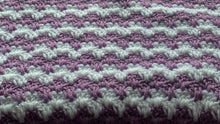 HAND-CRAFTED, LUXURIOUS, LILAC-AND-WHITE CROCHETED BABY BLANKET (STRIPE-Y AND SUPER-SWEET)