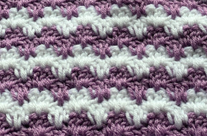 HAND-CRAFTED, LUXURIOUS, LILAC-AND-WHITE CROCHETED BABY BLANKET (STRIPE-Y AND SUPER-SWEET)